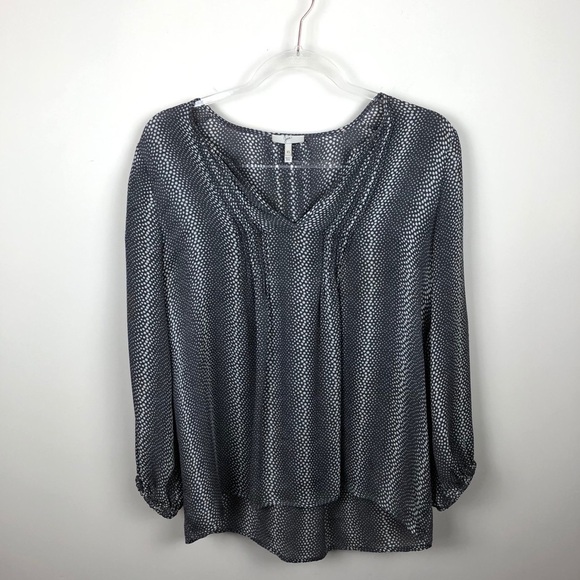 Joie Camael Print Silk Blouse Gray Dots Flowing XS - Picture 1 of 11